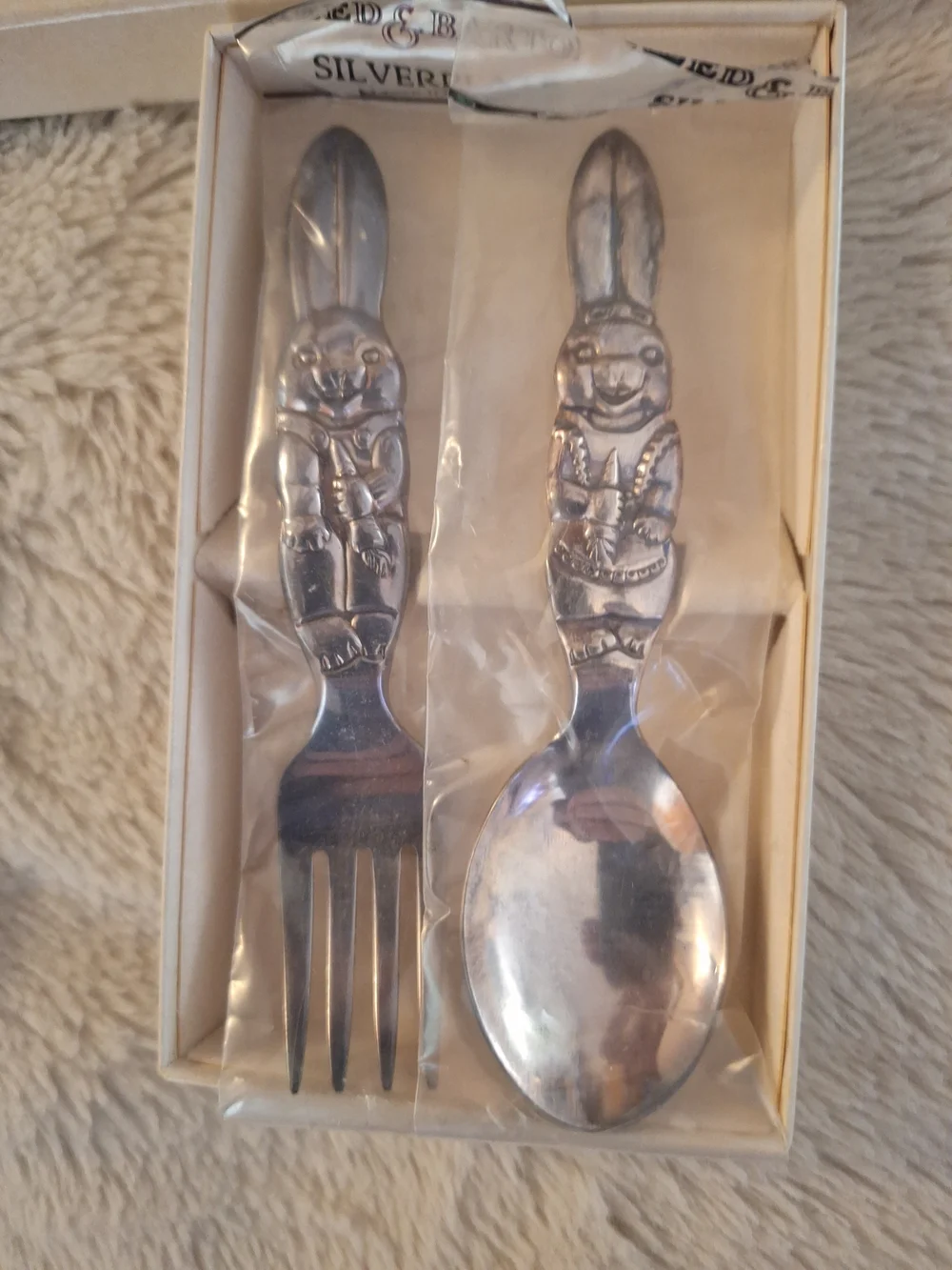 Reed & Barton Silverplated Bunny Children's Fork and Spoon Set